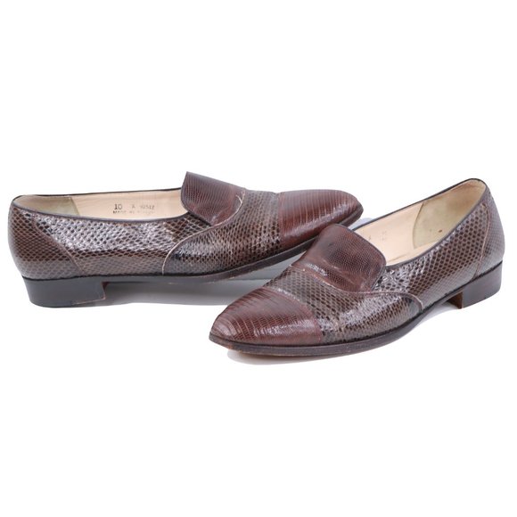 Vintage Genuine Lizard Dress Shoes Loafers Brown main image 7